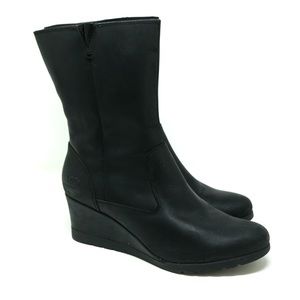UGG Joely Black Leather Wedge Rain Boots ☔️